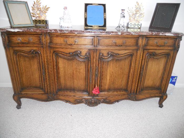 Wonderful French Country marble top sideboard