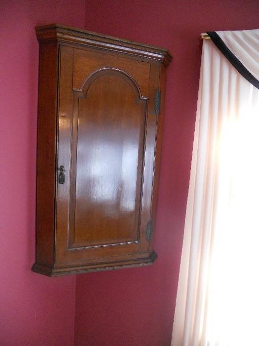 Great antique hanging corner cupboard