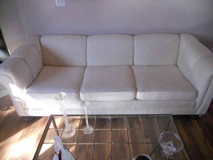 3 cushion bun foot sofa