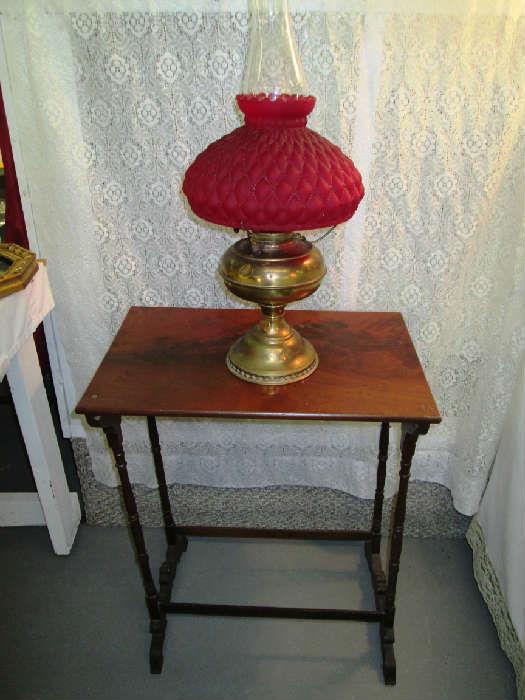 Cranberry Shade  Oil Lamp 