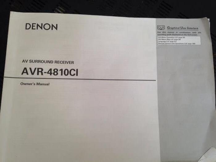Owner's Manual for Denon AVR-4810Cl  AV Surround Receiver