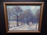 www.CTOnlineAuctions.com/SandhillsNC               Hand Painted Snow Scene on Canvas, signed by A.J. Schram