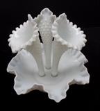 www.CTOnlineAuctions.com/SandhillsNC                 Four Piece Hobnail Milk Glass Epergne 