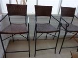 3 bar stools/ iron and wicker