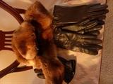 MInk cap, fur lined leather gloves