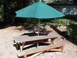 Picnic table and umbrella