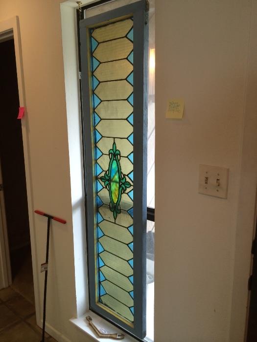 Transom stained glass hung vertically
