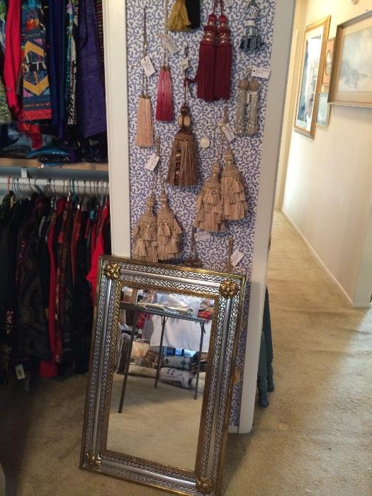 Mexican mirror, tassels and Chico's clothing (upstairs)