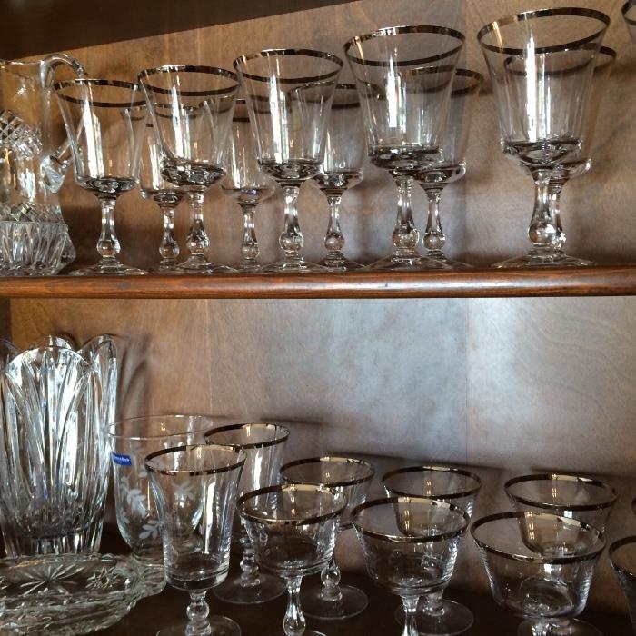 Silver overlay stemware, vintage new old stock