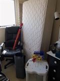 Nice twin bed with frame. Caretaker Smart cordless bed pad barely used. Nice office chair.