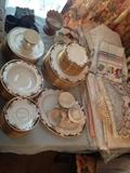 Service for 14, Lenox and vintage Tablecloths