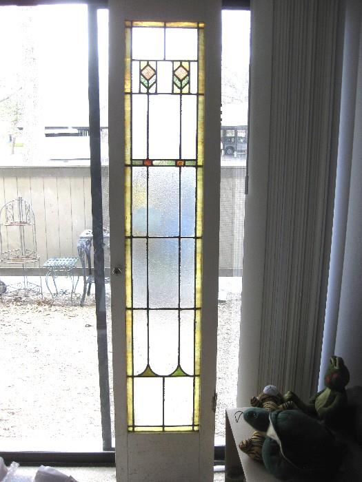 Approximate size 6' X 20".  Very nice stained glass door.