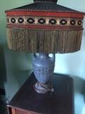 Victorian lampshade on Lavinite lamp base.