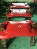vintage mini Camel saddle footstools/ottomans