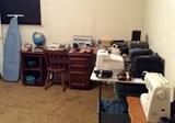 Desk, Ironing Board, Sewing Machine, VCR's, DVD's