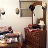 Dresser with Mirror, Linens