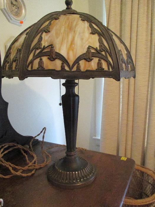 Beautiful antique slag lamp in wonderful condition.  1920's. Caramel colored slag.