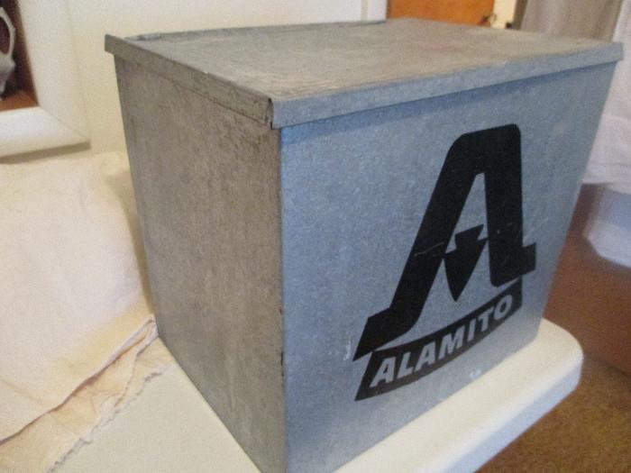 Metal milk box from Alamito.
