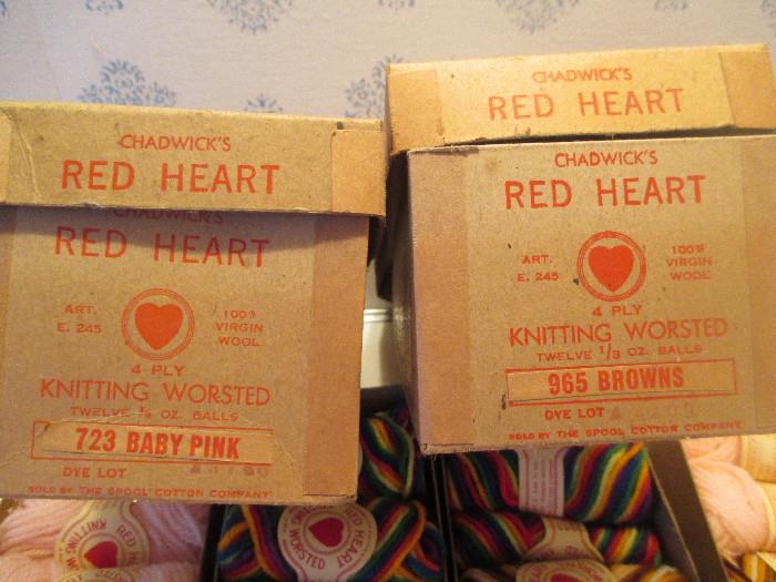 New old stock of vintage knitting worsted.  This yarn is Chadwick's Red Heart.