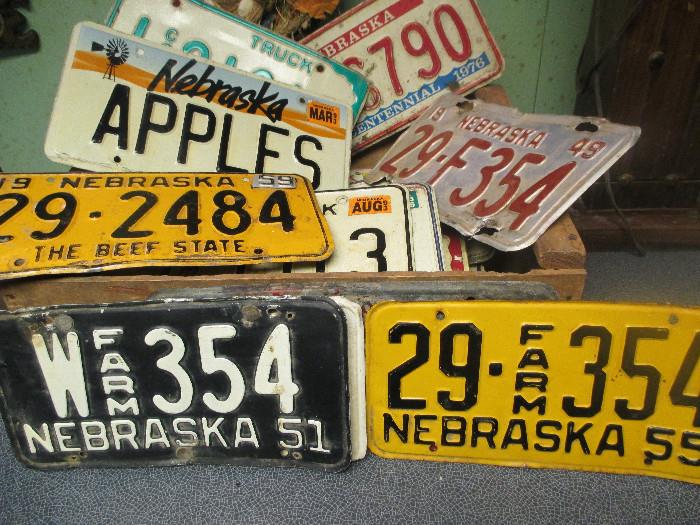 Nebraska license plates.  Many different years and designs.
