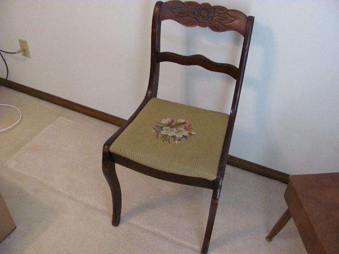 Needlepoint seat antique chair