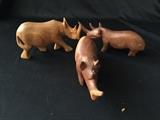 Hand Carved Rhinos