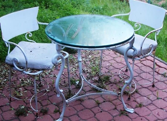 table and 2 wrought iron