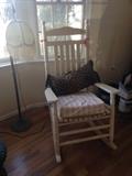White solid wood rocking chair, retail was over $350! All items are priced to sell!