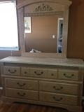 Solid wood dresser with mirror, excellent condition, over $1200 retail. Priced to sell!