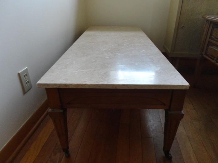 Marble Top Coffee Table with Wheels