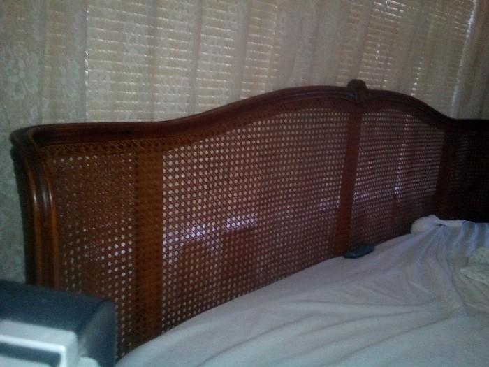 King Size Cane Headboard and Footboard Bed.  