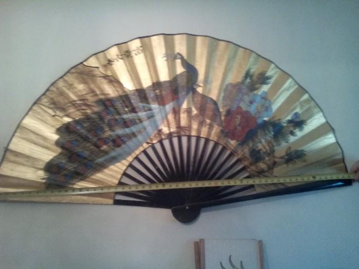 large aprx. 4 ft. oriental fan wall hanging