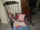 Rocking chair and Americana decor, quilt, pillow