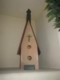 Wooden church birdhouse