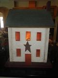 Wooden lighted birdhouse