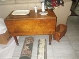 Antique dropleaf table, runner rugs