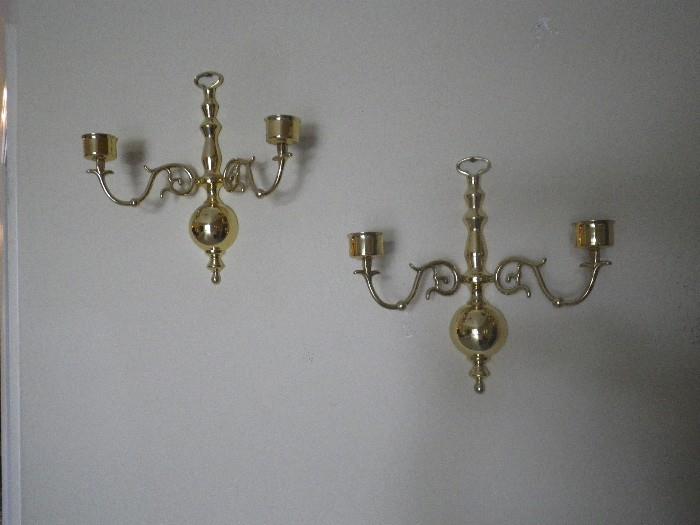 Brass wall sconce pair