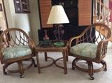 Rattan chairs and coordinating table