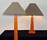 Wood floor and table lamps.