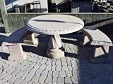 Cement patio table and benches