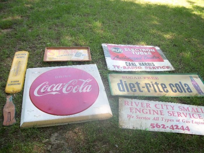 large selection of vintage signs.
