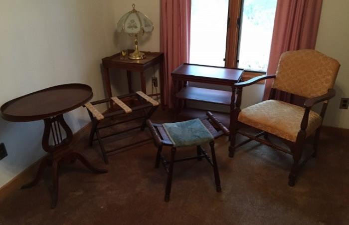 More Tables, Lyre Table, Chair