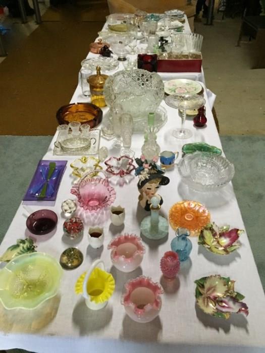 Glassware, Fenton, Lefton, Fostoria, etc.