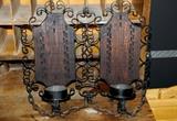 Antique iron and wood gas lamp