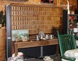 Corbin Cabinets, antique post office mail sorting desk. Very large and heavy. Overall fair condition, wood has surface wear and some ink stains due to the age. Legs need restoration. The mail storage sorter comes in 2 pieces + drawer. 
Table is approx. 76" long by 28" tall by 27" deep.  
Stands a total of 75" tall. 