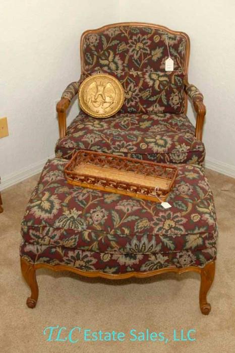 Chair and matching ottoman.