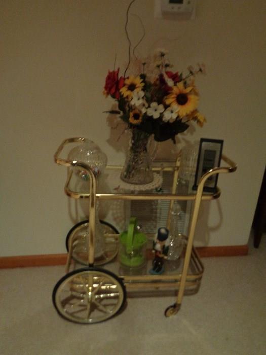 brass & glass teacart
