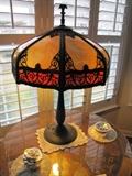 Antique Slag Glass Lamp