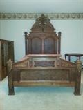 Antique Victorian Bed - Burled Walnut - Beautiful Condition - Full Size
DIMENSIONS:
Headboard (from bottom of floor to top of headboard) - 92"
Width - 57 1/2"
Length - 78 1/2"