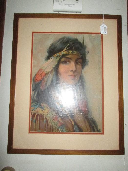 Framed Litho of Indian Princess